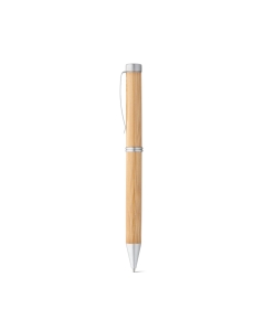Bambusowy długopis z mechanizmem obrotowym i metalowym klipsem