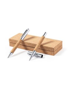 Korkowy zestaw piśmienny, długopis i pióro kulkowe